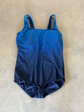Blue one piece swimsuit